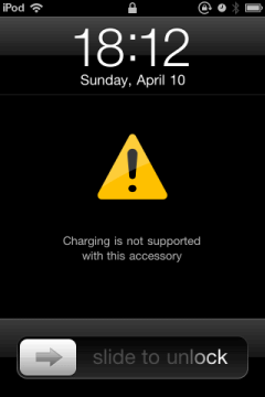 ipod touch no charging alert