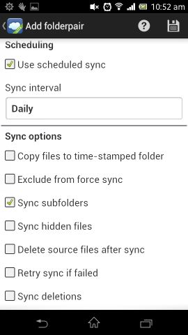 FolderSync Setting