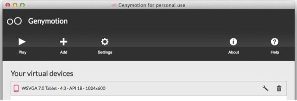 Genymotion, Add Virtual Device