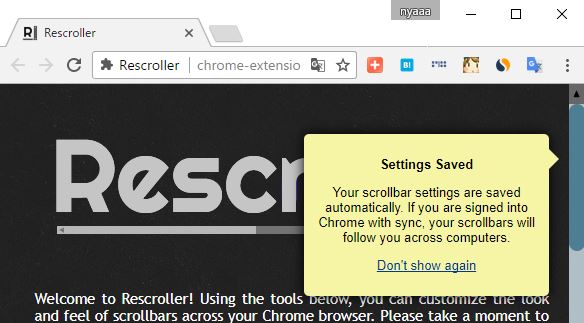 Chrome のスクロールバーをカスタマイズする拡張機能 Rescroller Lonely Mobiler