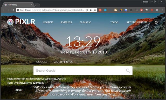 Google Chrome の新規タブを Pixlr の綺麗な写真に変更する拡張機能 Pixlr Today Lonely Mobiler