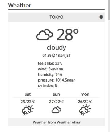 Wordpress の Widget に天気を表示するプラグイン Weather Atlas Widget Lonely Mobiler